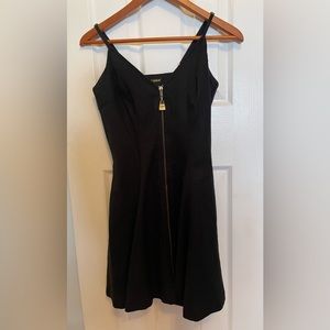 Vintage Betsy Johnson black linen dress with gold zipper